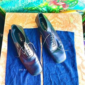 Prada Mens Leather Derby Shoes